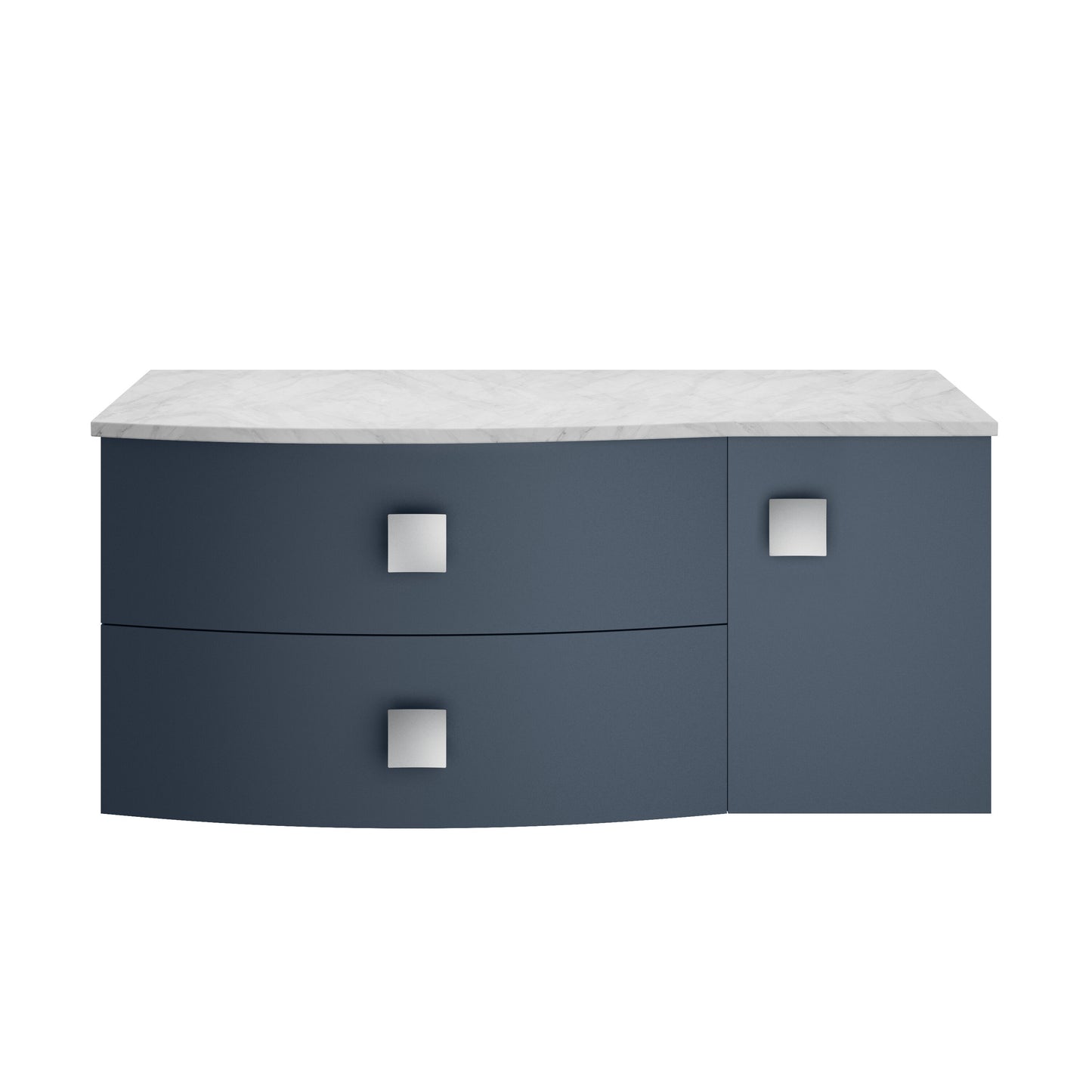 Hudson Reed Sarenna 1000mm Mineral Blue Wall Hung Left Hand 2 Drawer 1 Door Vanity Unit With Marble Top