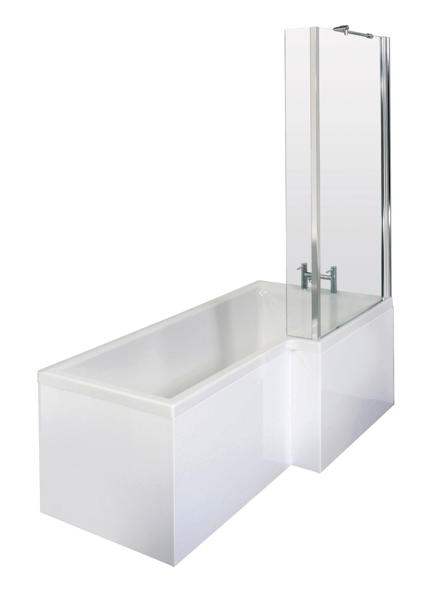 Nuie 1700mm x 850mm White Straight Right Hand Shower Bath, Bath Screen, Front Panel and Leg Set