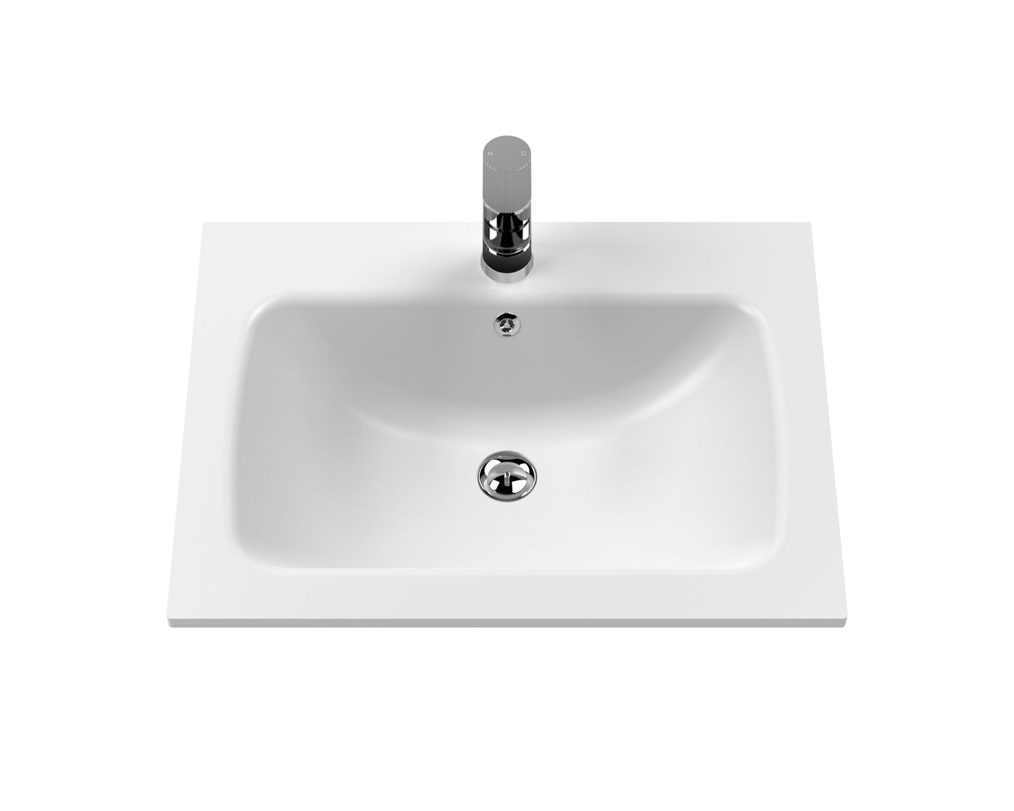 610 x 460mm Stone Basin 1TH - White