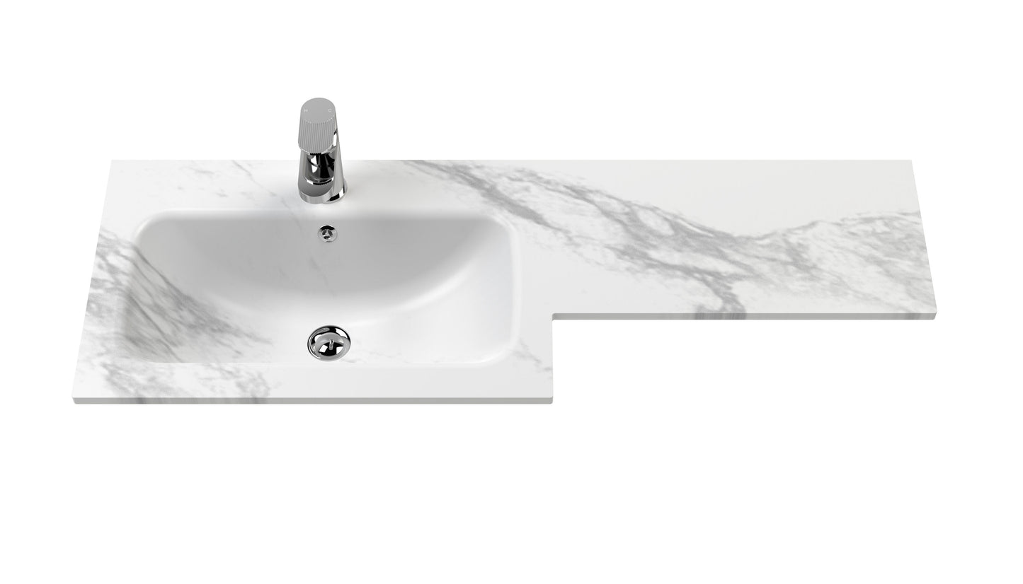 1100x390 L-Shaped Solid Stone Basin - Left Hand - Marble