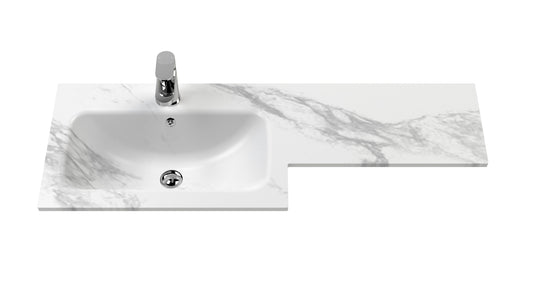 1100x390 L-Shaped Solid Stone Basin - Left Hand - Marble