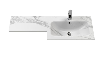 1100x390 L-Shaped Solid Stone Basin - Right Hand - Marble