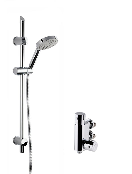 Nuie Vertical Round Chrome Thermostatic Shower Kit