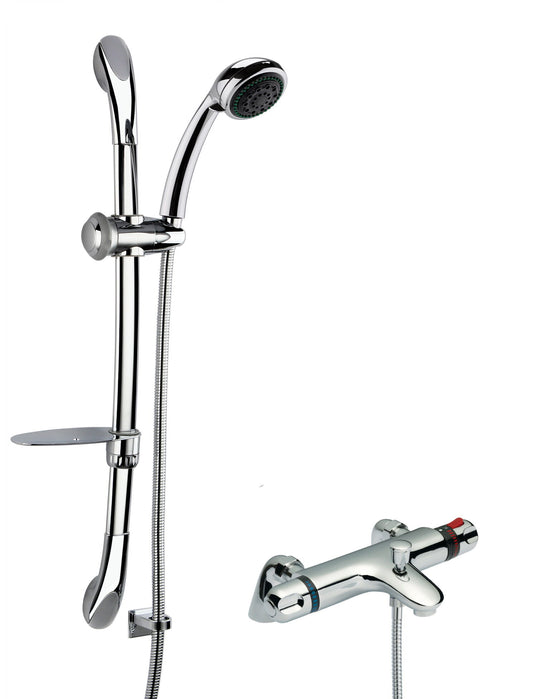 Nuie Contemporary Chrome Exposed Shower Mixer & Slide Rail Kit