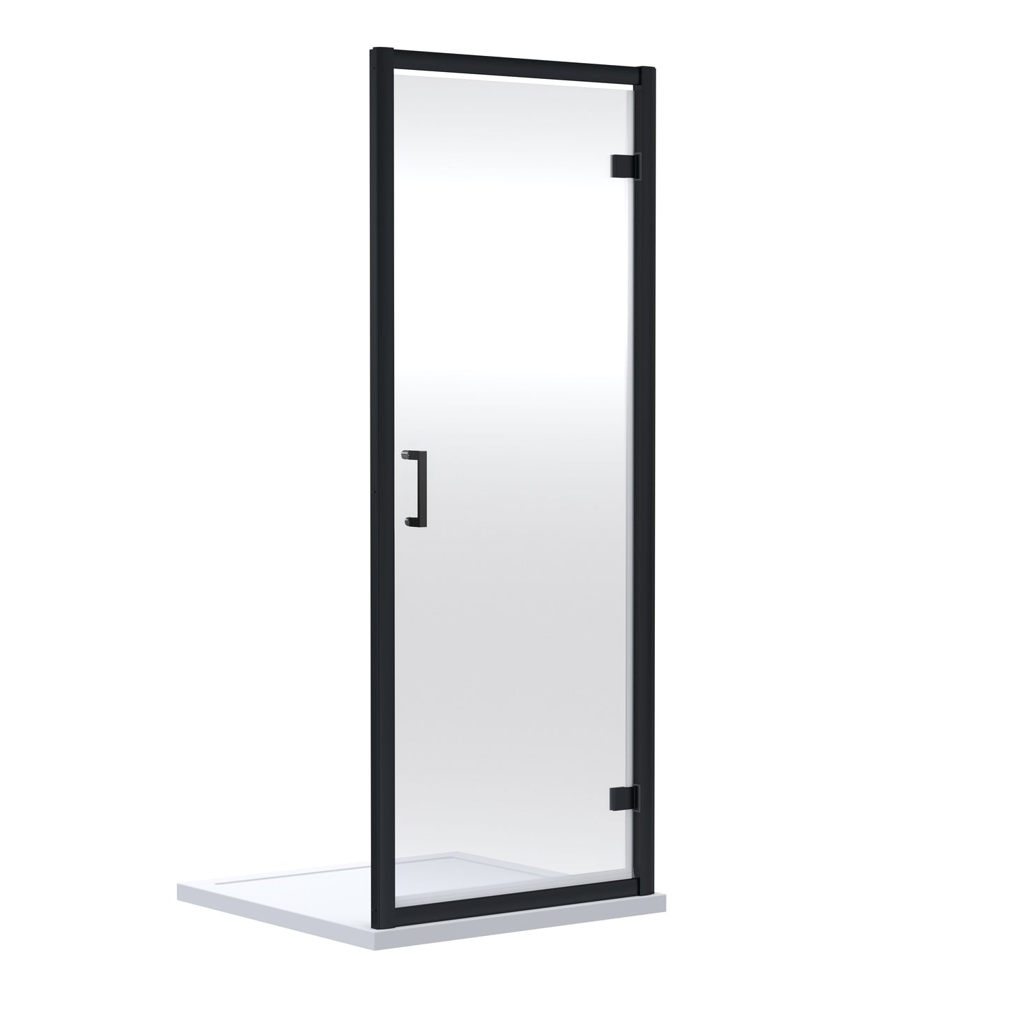 Nuie Rene 690mm Semi-Frameless Matt Black Hinged Shower Door