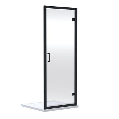 Nuie Rene 790mm Semi-Frameless Matt Black Hinged Shower Door