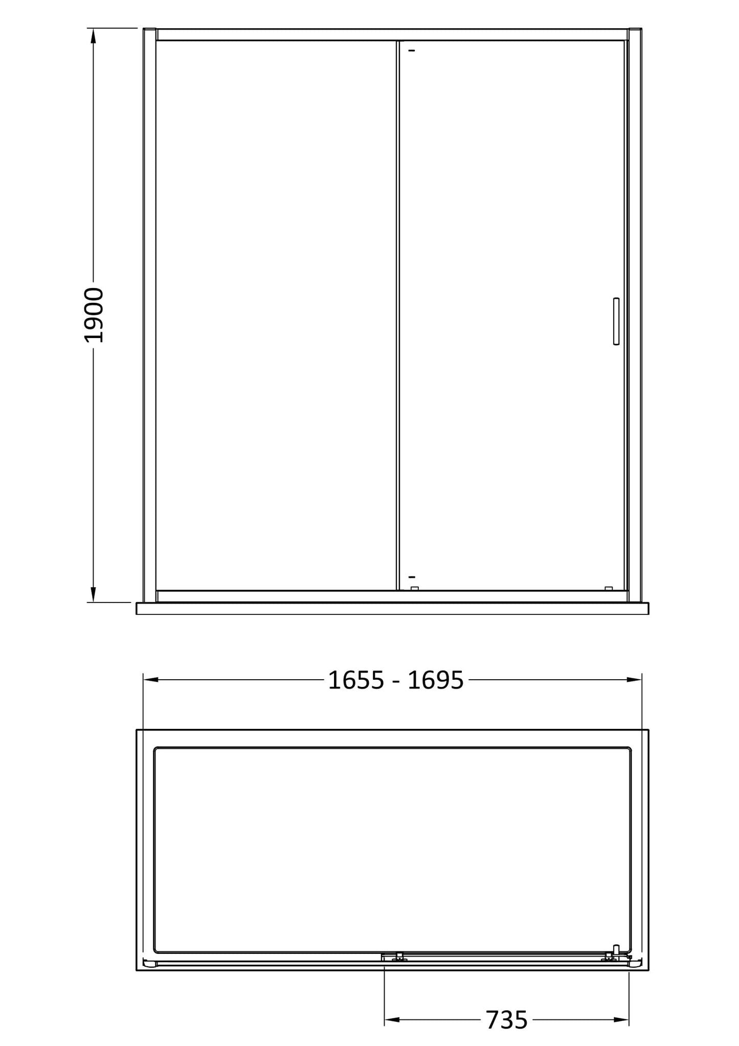 Nuie Rene 1690mm Framed Chrome Sliding Shower Door