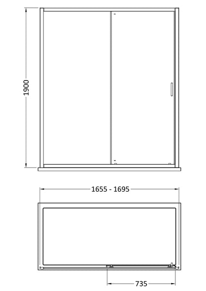 Nuie Rene 1690mm Framed Chrome Sliding Shower Door