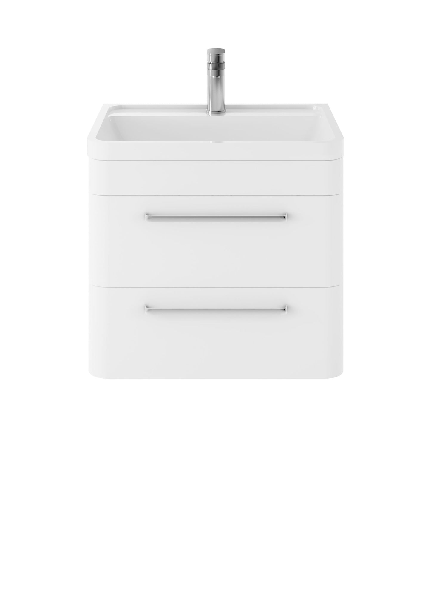 Hudson Reed Solar 600mm Pure White Wall Hung 2 Drawer Vanity Unit with Polymarble Basin