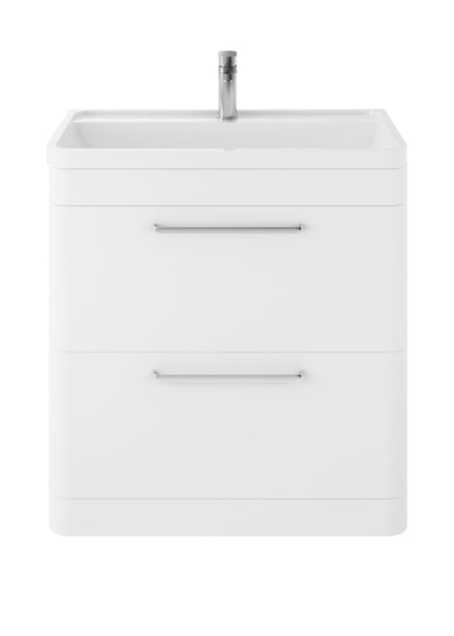 Hudson Reed Solar 800mm Pure White Floor Standing 2 Drawer Vanity Unit With Polymarble Basin