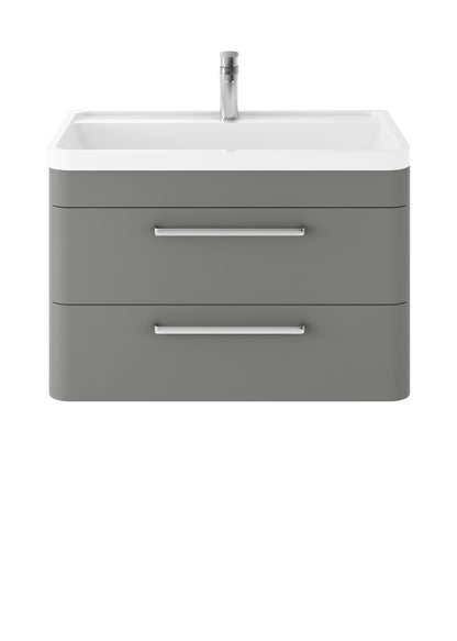 Hudson Reed Solar 800mm Cool Grey 2 Drawer Wall Hung Vanity Unit With Polymarble Basin