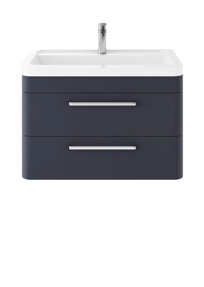 Hudson Reed Solar 800mm Indigo Blue Wall Hung 2 Drawer Vanity Unit With Ceramic Basin