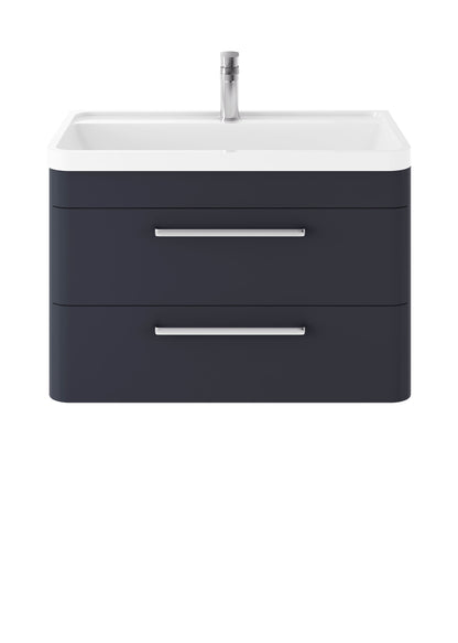Hudson Reed Solar 800mm Indigo Blue Wall Hung Vanity Unit With Polymarble Basin