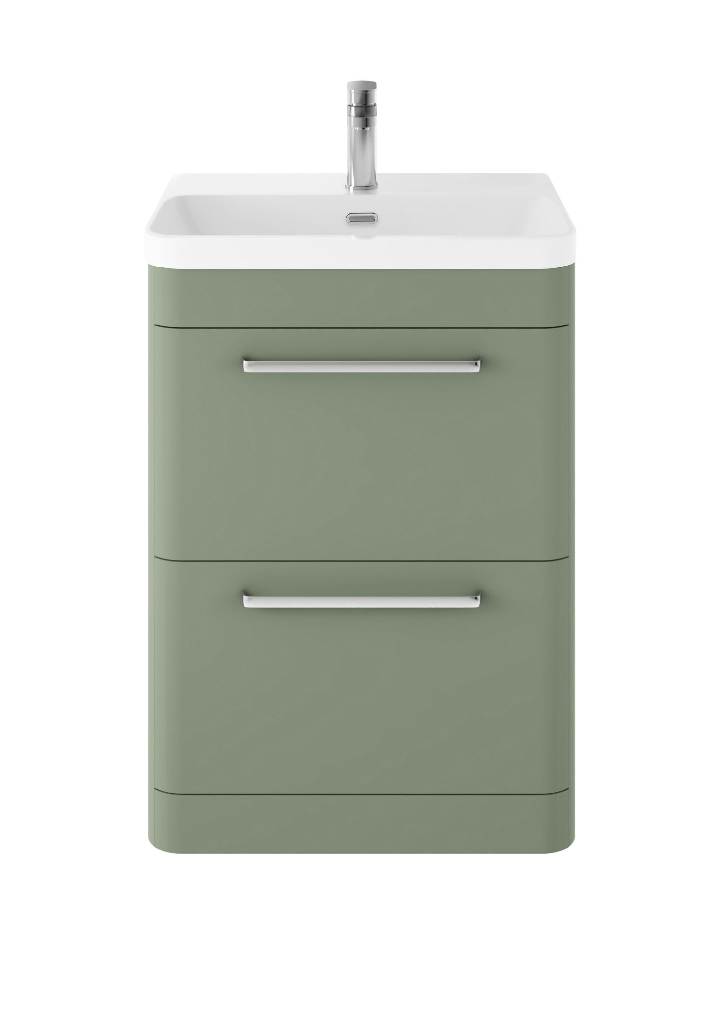Hudson Reed Solar 600mm Fern Green Floor Standing 2-Drawer Vanity Unit With Ceramic Basin
