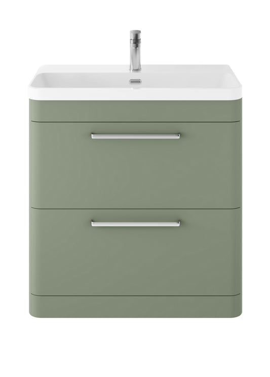 Hudson Reed Solar 800mm Fern Green Floor Standing 2-Drawer Vanity Unit With Basin