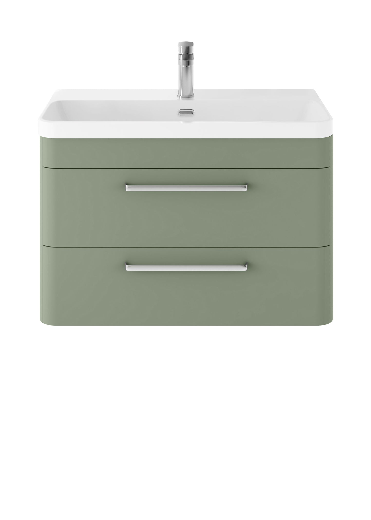 Hudson Reed Solar 800mm Fern Green Wall Hung 2-Drawer Unit with 1 Tap Hole Basin