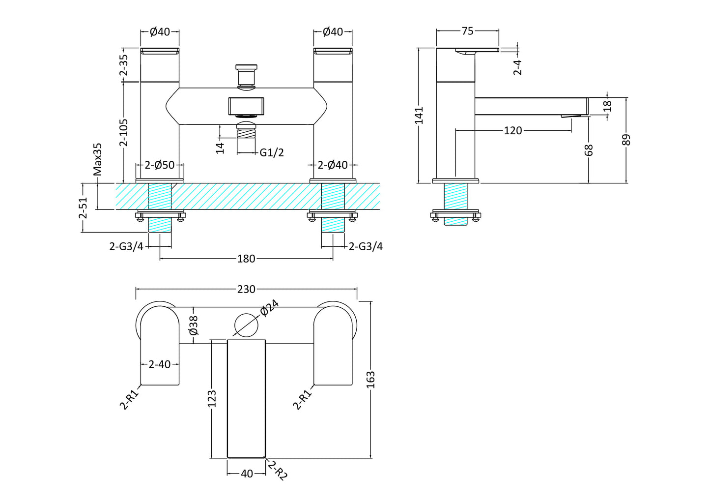 Sottile Bath Shower Mixer