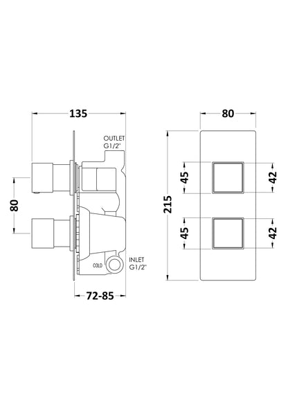 Square Valves Twin Valve