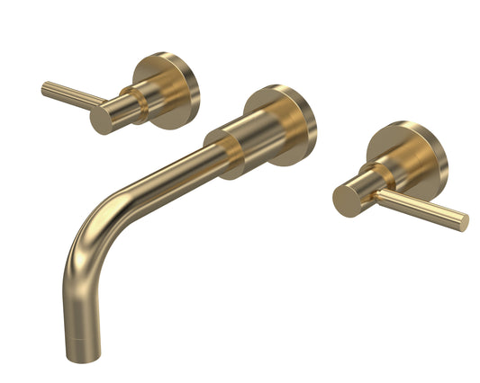 Tec Lever Wall Mounted Basin Mixer Brushed Brass