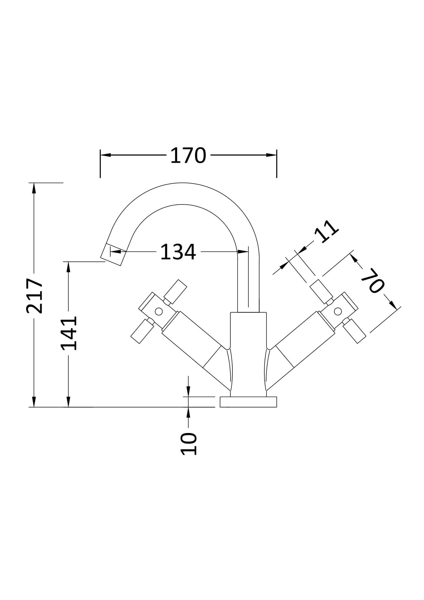 Tec Crosshead Mono Basin Mixer Brushed Brass