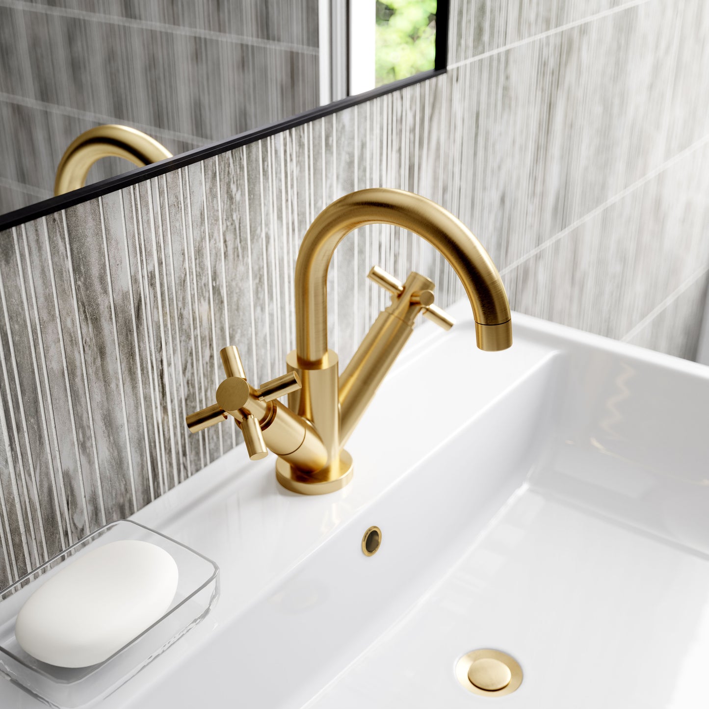 Tec Crosshead Mono Basin Mixer Brushed Brass