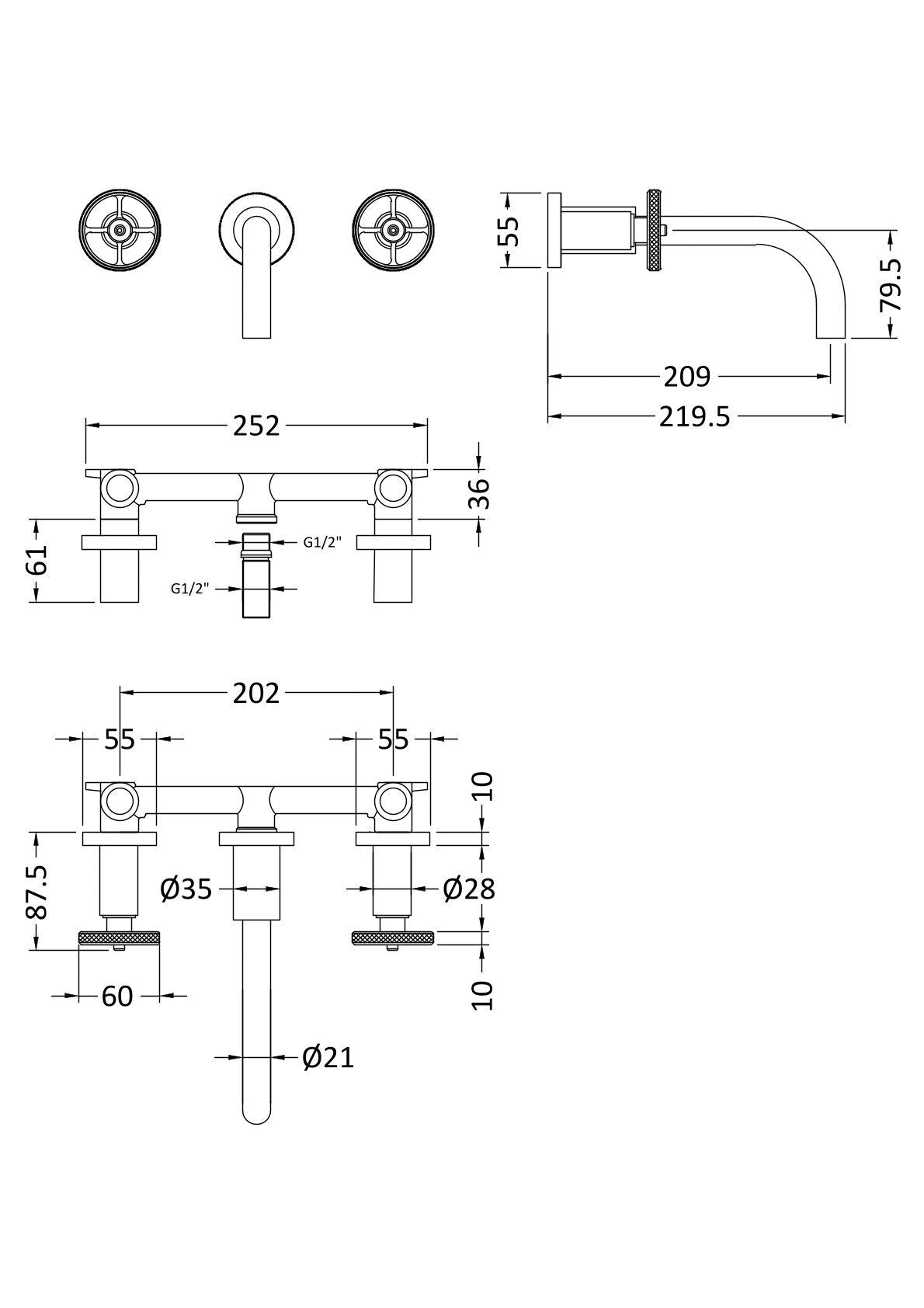 Revolution Wall Mounted Basin Mixer Matt Black