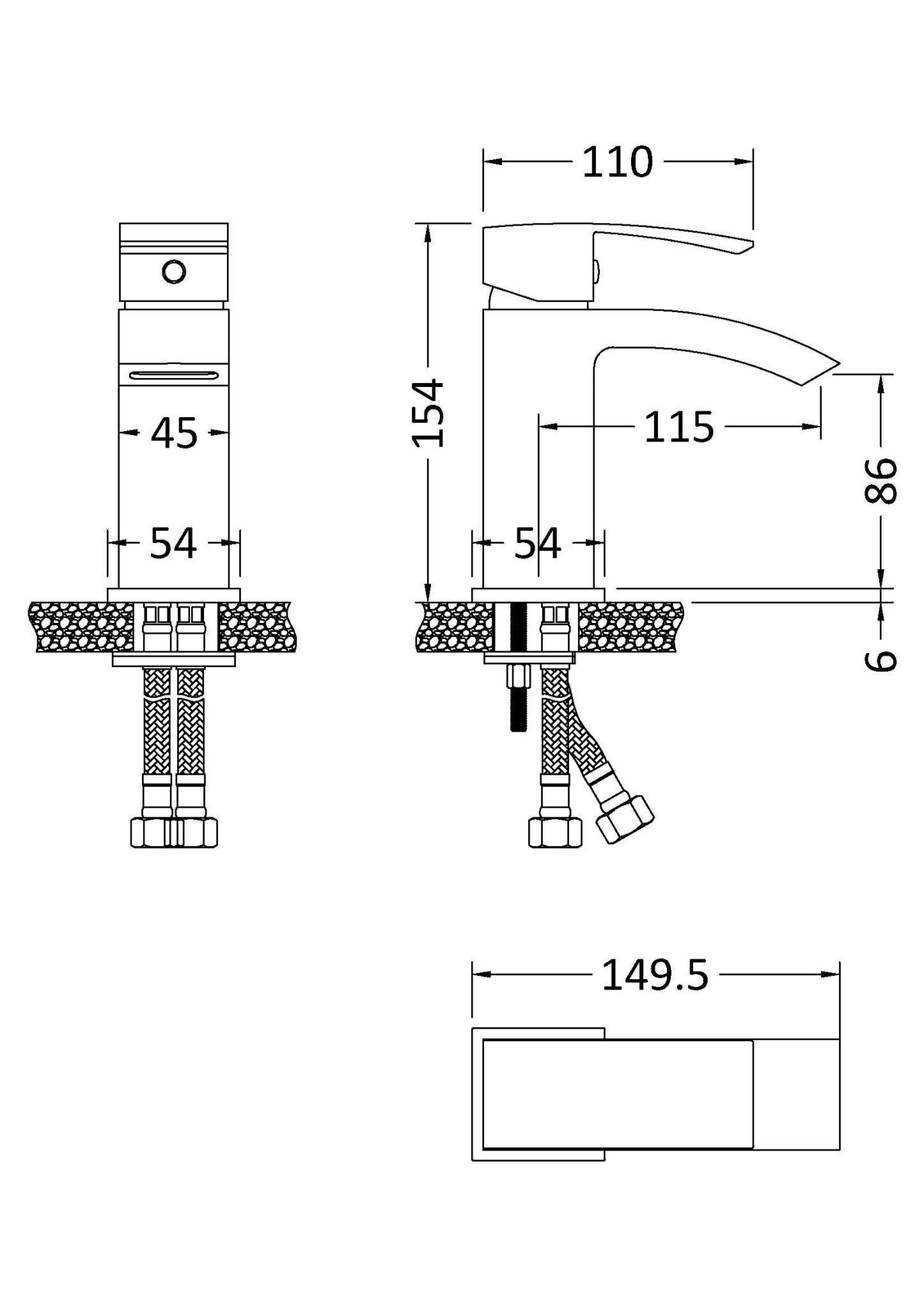 Vibe Mono Basin Mixer With Push Button Waste