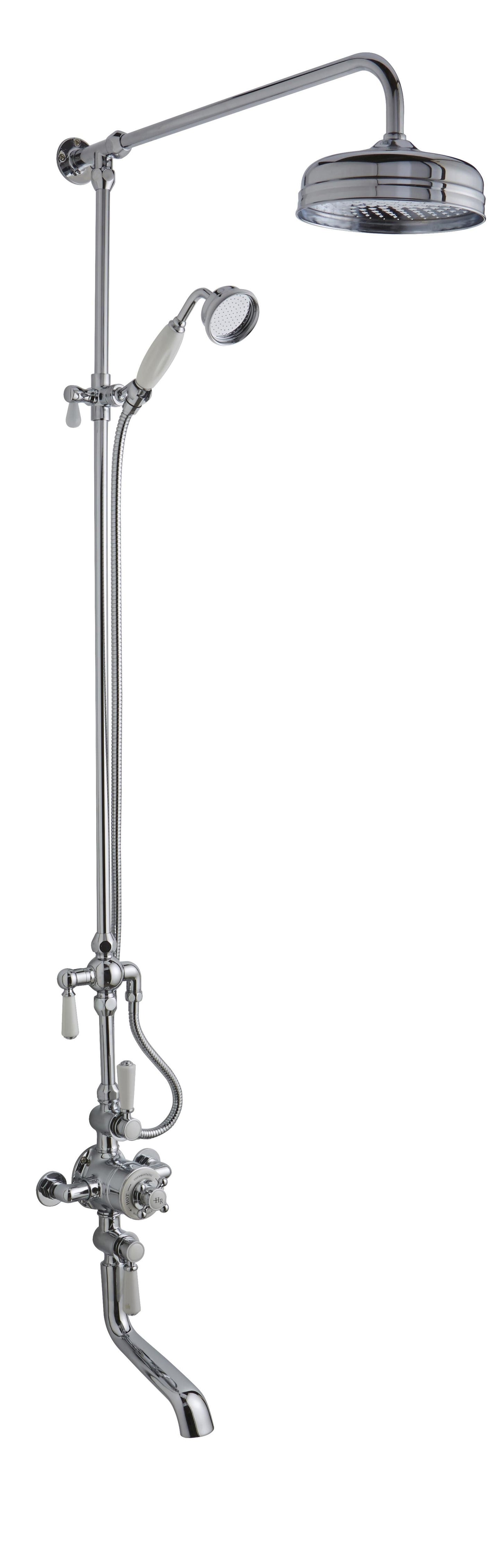 White Topaz Triple Thermostatic Shower Valve With Rigid Riser