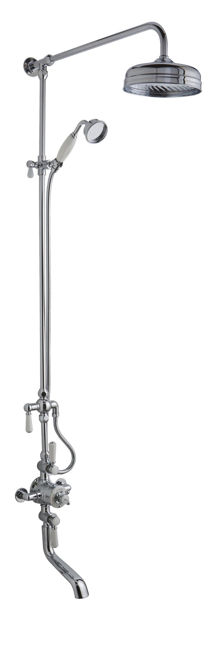 White Topaz Triple Thermostatic Shower Valve With Rigid Riser