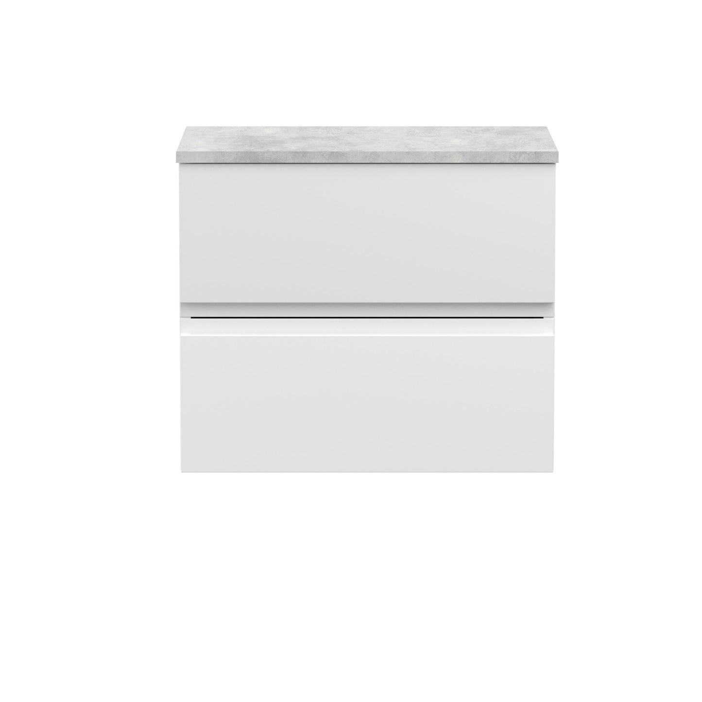 Hudson Reed Urban 600mm Satin White Wall Hung 2 Drawer Vanity Unit With Laminate Worktop