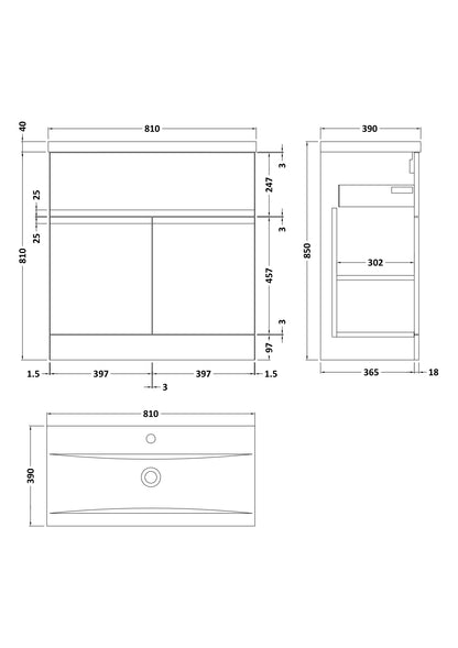 Hudson Reed Urban 800mm Floor Standing Vanity Unit With Basin