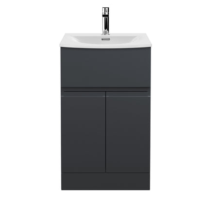 Hudson Reed Urban 500mm Soft Black Floor Standing Vanity Unit With Ceramic Basin