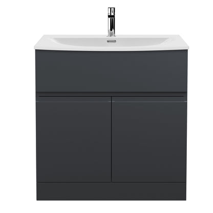 Hudson Reed Urban 800mm Floor Standing 2 Door Vanity Unit With Curved Ceramic Basin