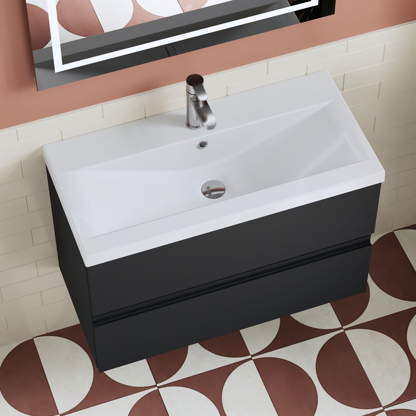 800mm Wall Hung 2 Drawer Unit