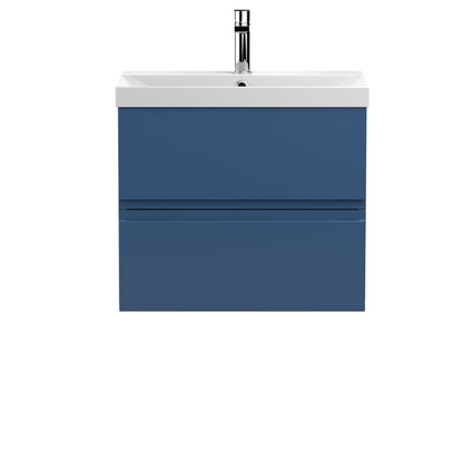 Hudson Reed Urban 600mm Satin Blue Wall Hung 2 Drawer Vanity Unit With Thin-Edge Basin