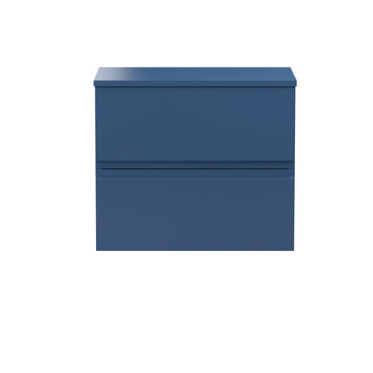 Hudson Reed Urban 600mm Satin Blue Wall Hung 2 Drawer Vanity Unit With Worktop