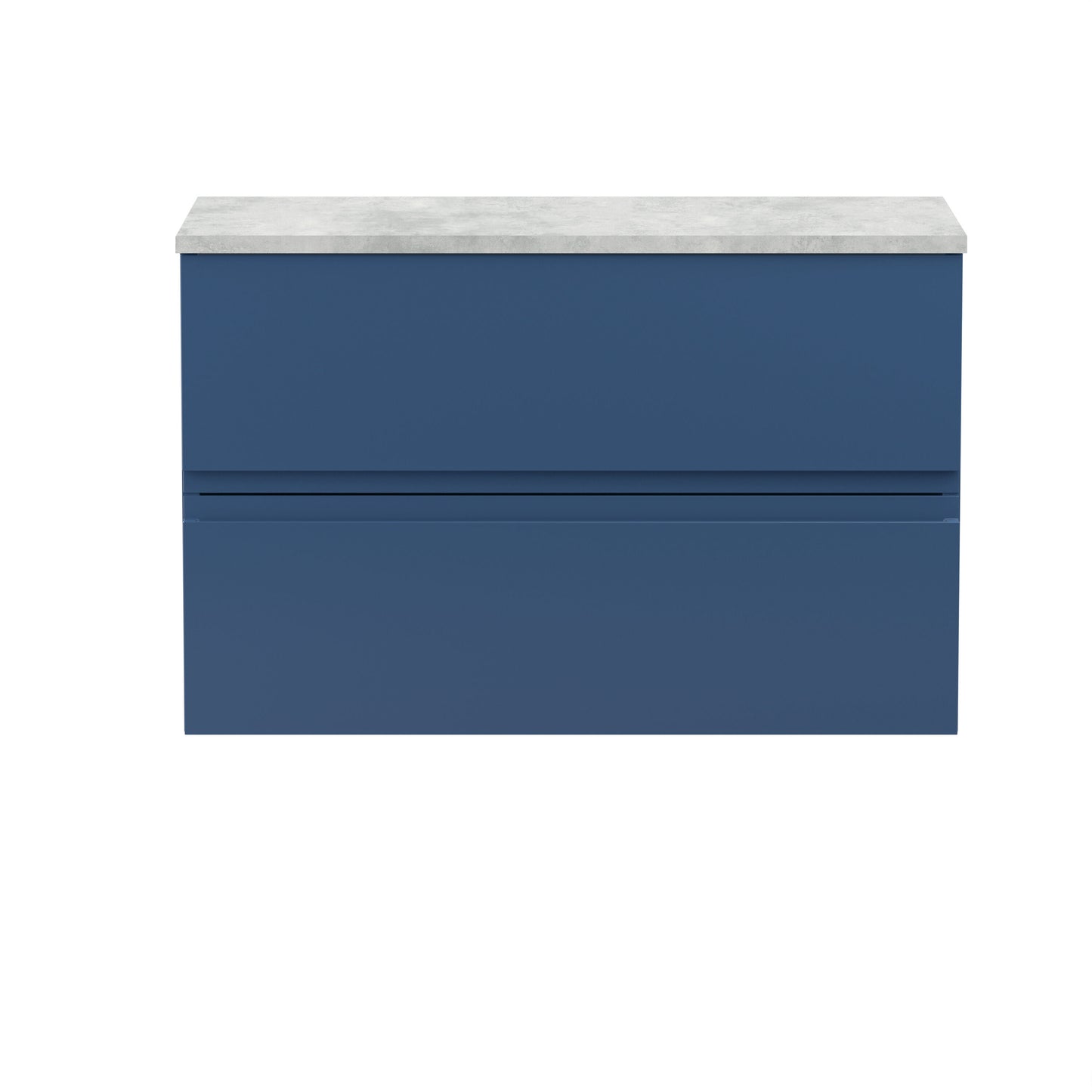 Hudson Reed Urban 800mm Satin Blue Wall Hung 2 Drawer Vanity Unit With Soft Close Drawers & Worktop