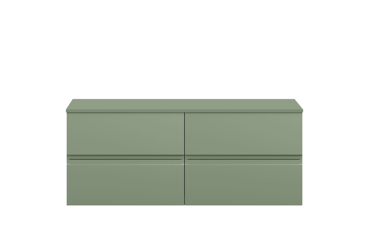 Hudson Reed Urban 1200mm Satin Green Wall Hung 4-Drawer Unit With Worktop