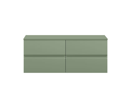Hudson Reed Urban 1200mm Satin Green Wall Hung 4-Drawer Unit With Worktop
