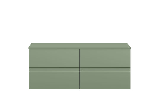 Hudson Reed Urban 1200mm Satin Green Wall Hung 4-Drawer Unit With Worktop