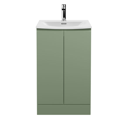 Hudson Reed Urban 500mm Satin Green Floor Standing 2-Door Vanity Unit with 1 Tap Hole Basin
