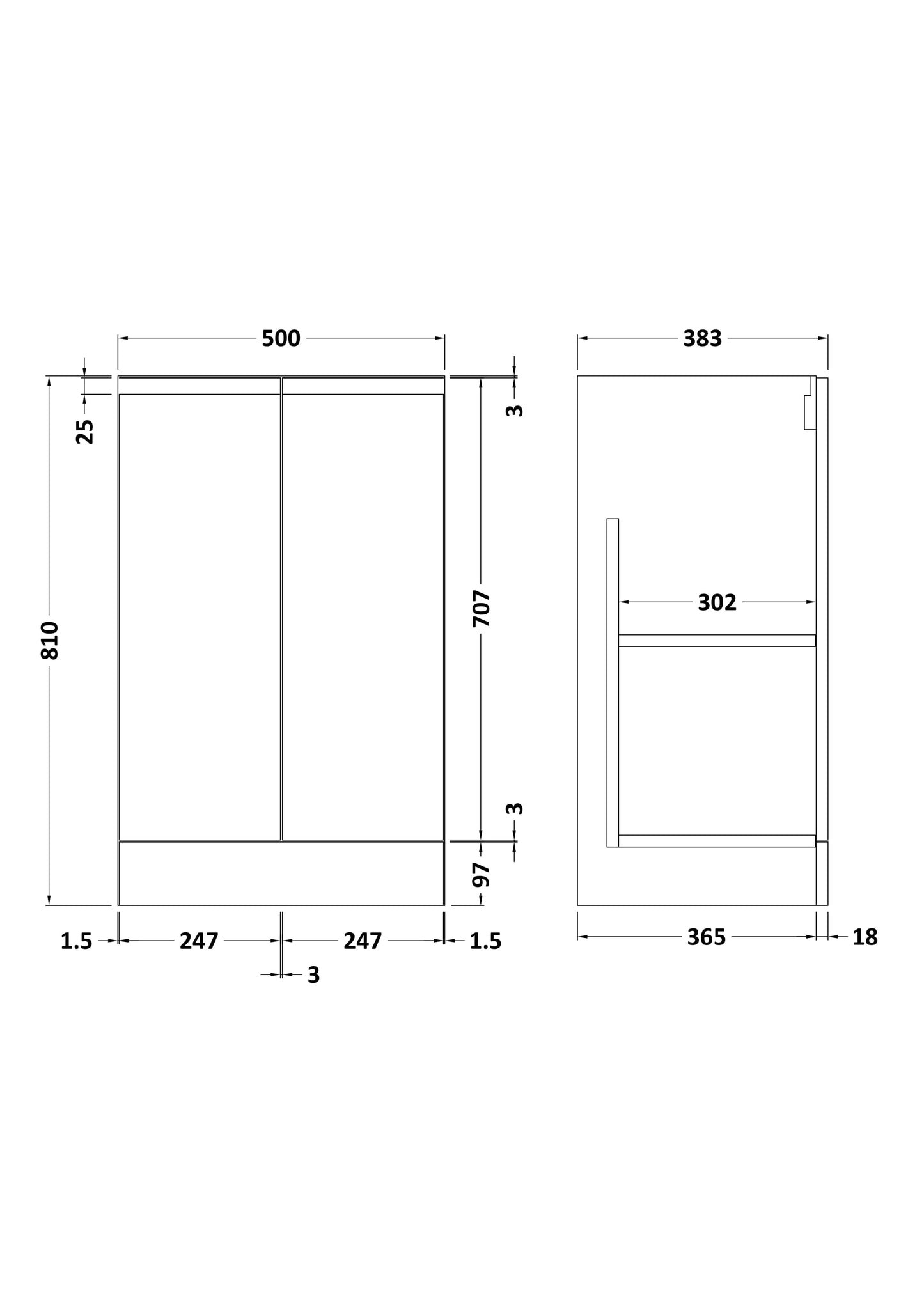 Urban 500mm Floor Standing 2-Door Unit