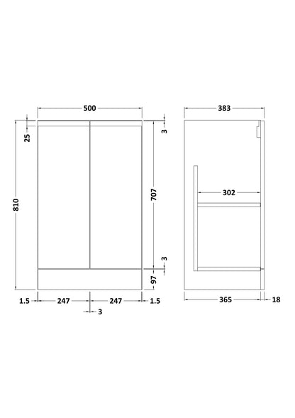 Urban 500mm Floor Standing 2-Door Unit