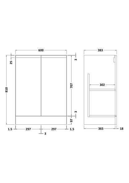 Urban 600mm Floor Standing 2-Door Unit