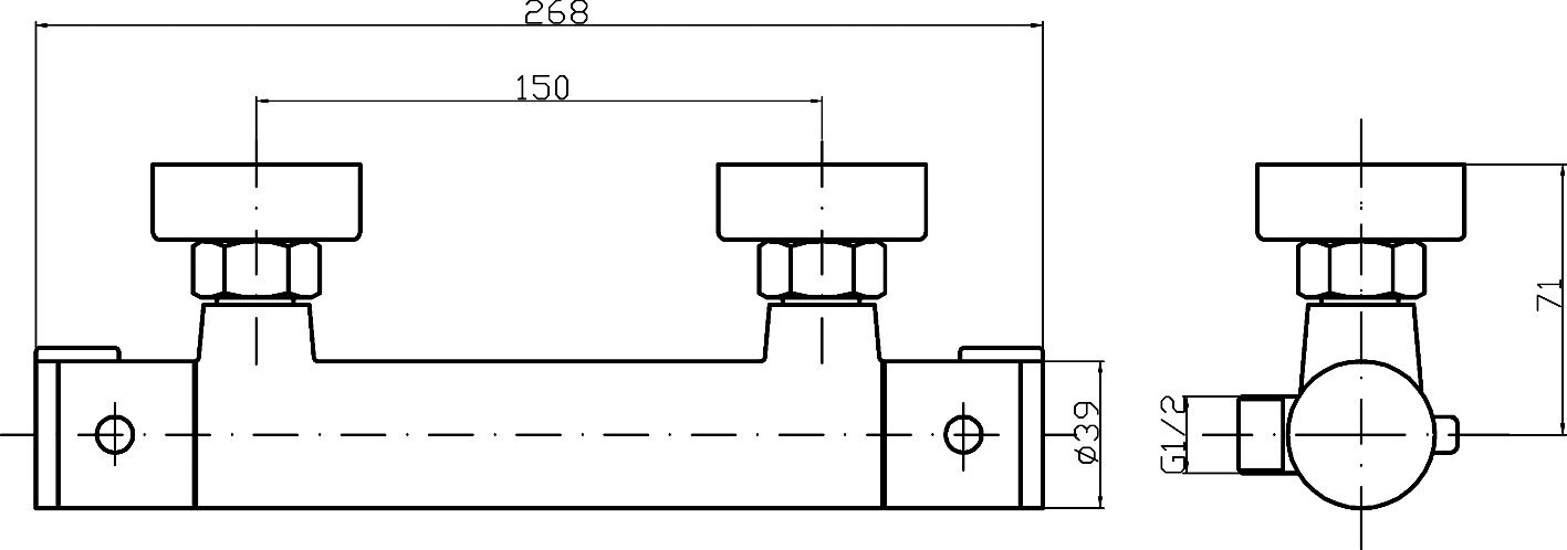 Bar Showers Minimalist Thermostatic Bar Valve