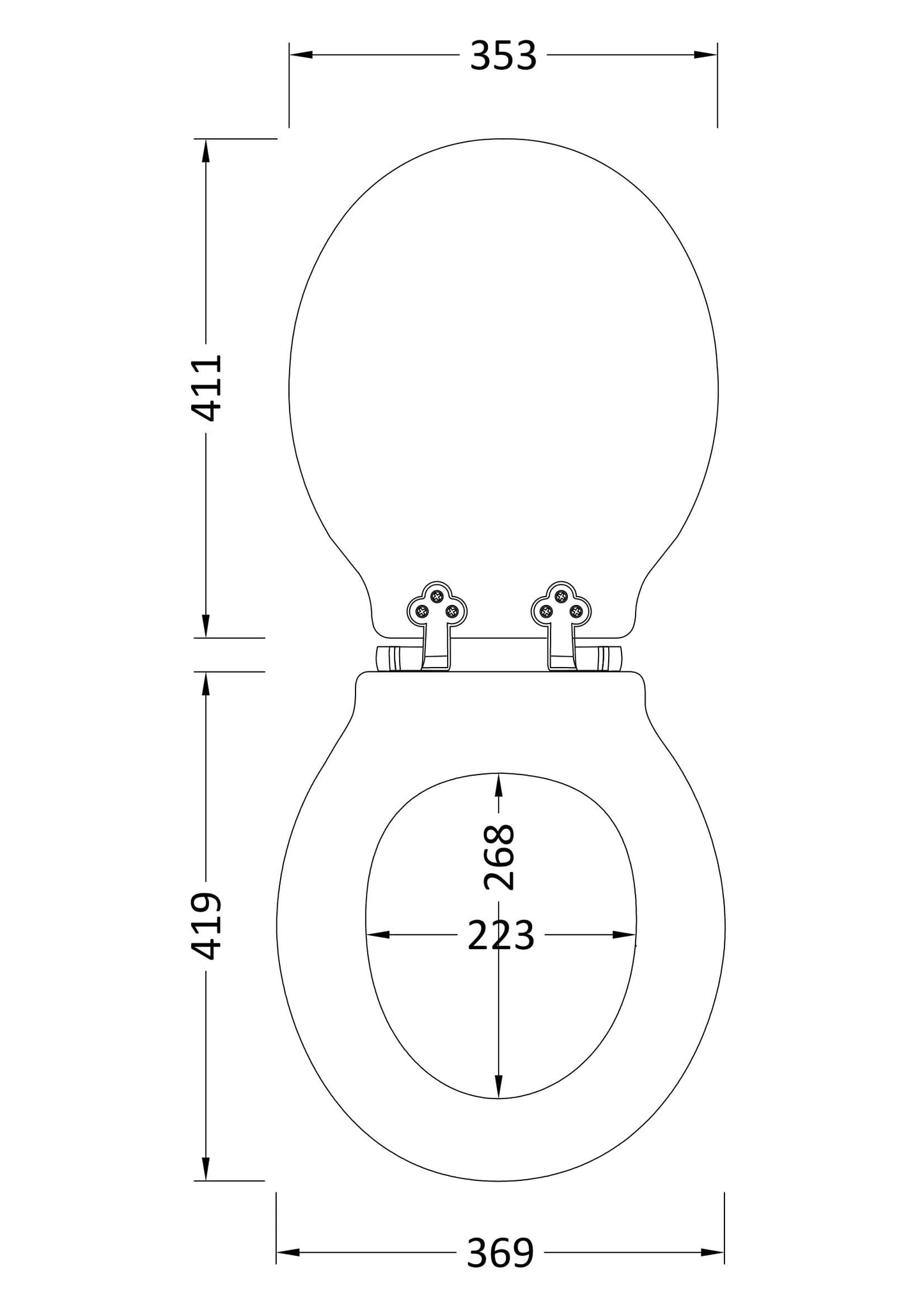 Bayswater Victrion White Traditional Round Soft Close Toilet Seat With Bottom Fix Hinge