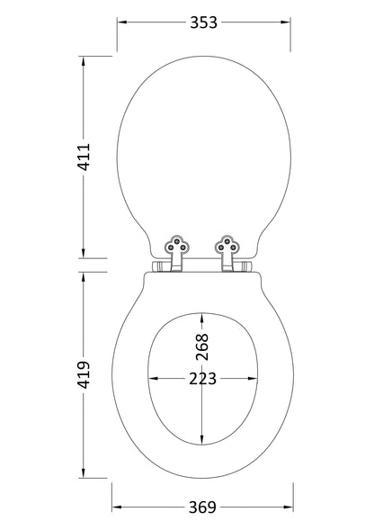 Bayswater Victrion White Traditional Round Soft Close Toilet Seat With Bottom Fix Hinge