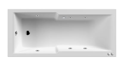 1700mm x  750mm Square Straight 6 Jet Shower Bath - Chrome