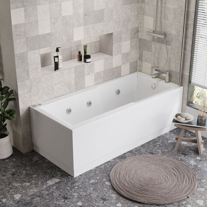 1700mm x  750mm Square Straight 6 Jet Shower Bath - Chrome