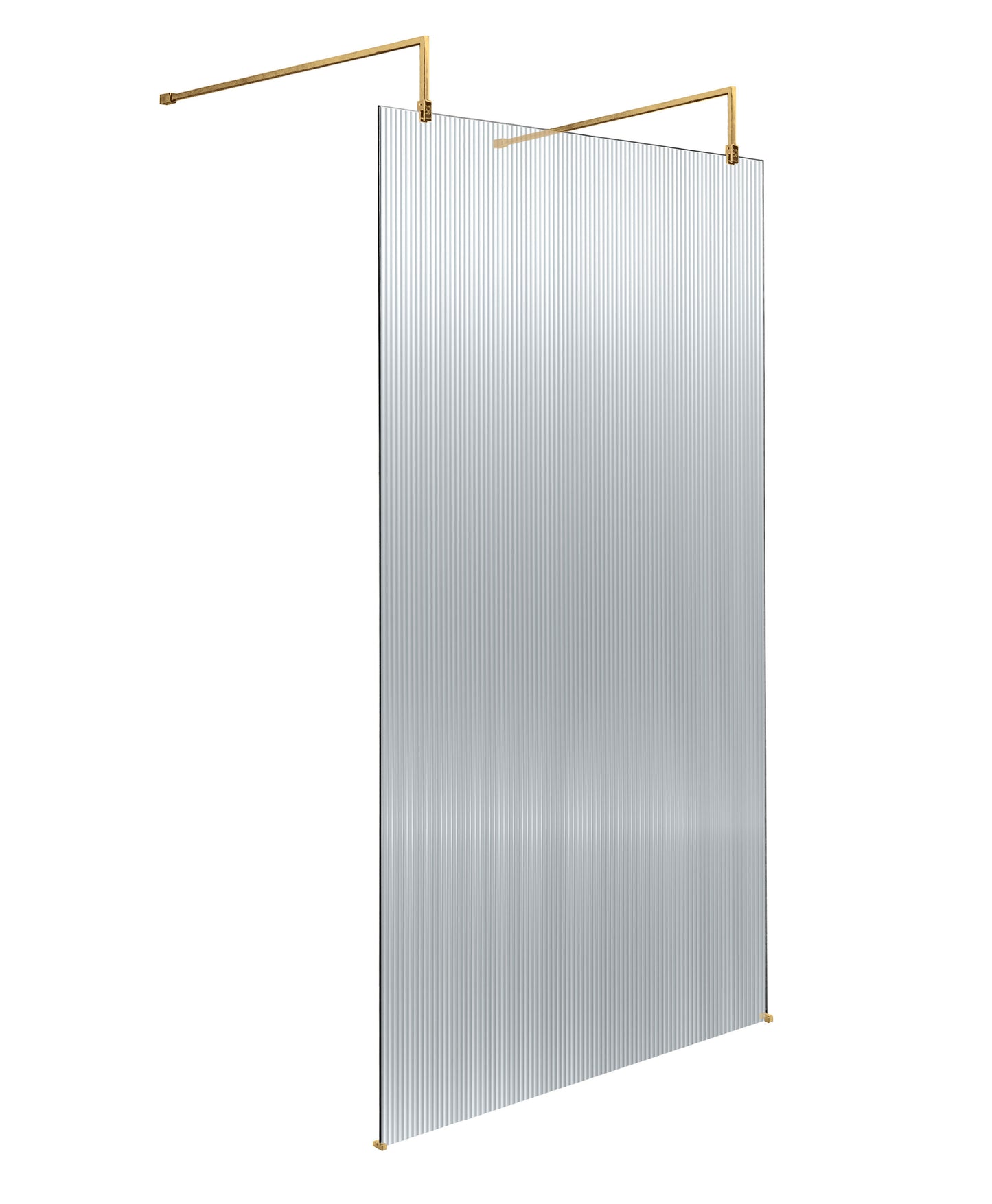 Hudson Reed 970mm Frameless Brushed Brass Fluted Wetroom Screen With Arms And Feet